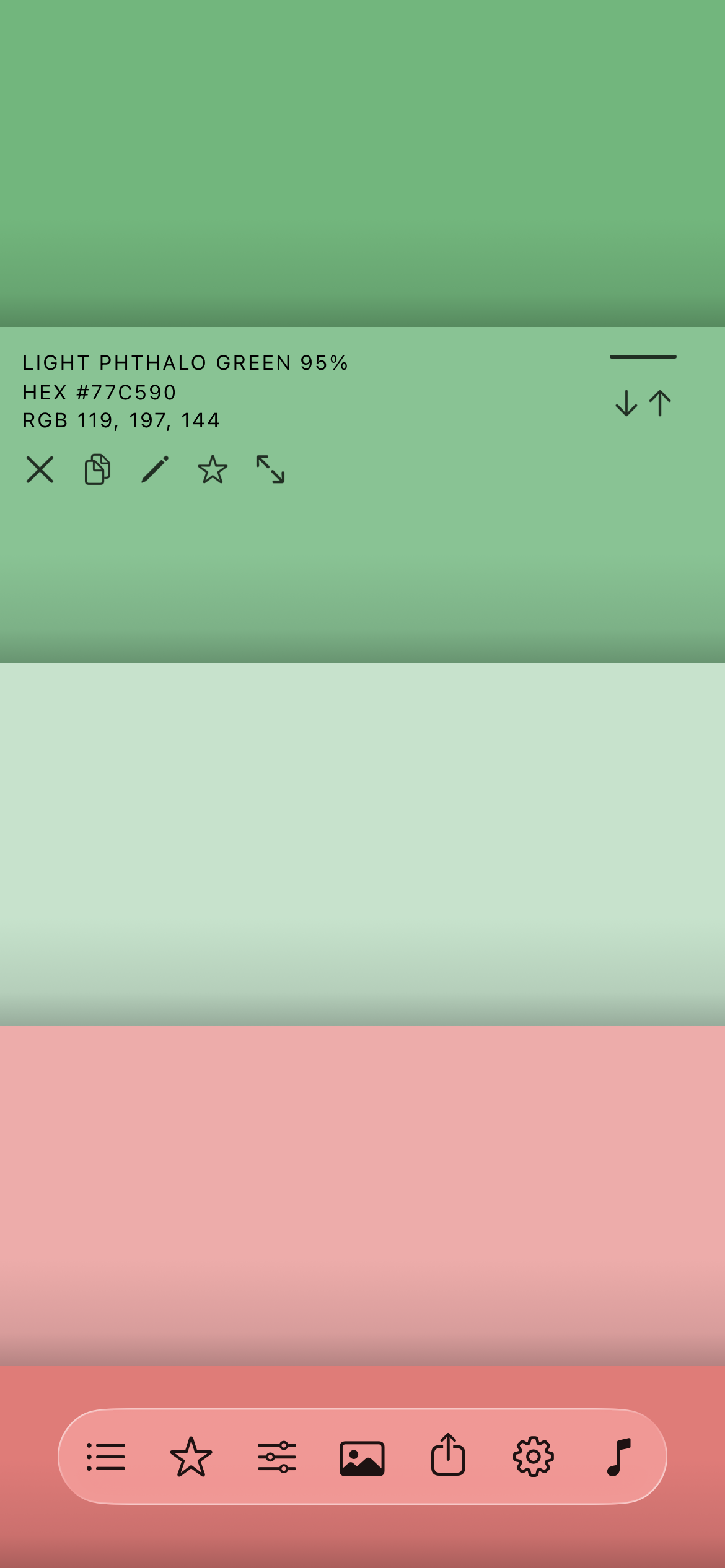 HilloColor palette workspace on iPhone.