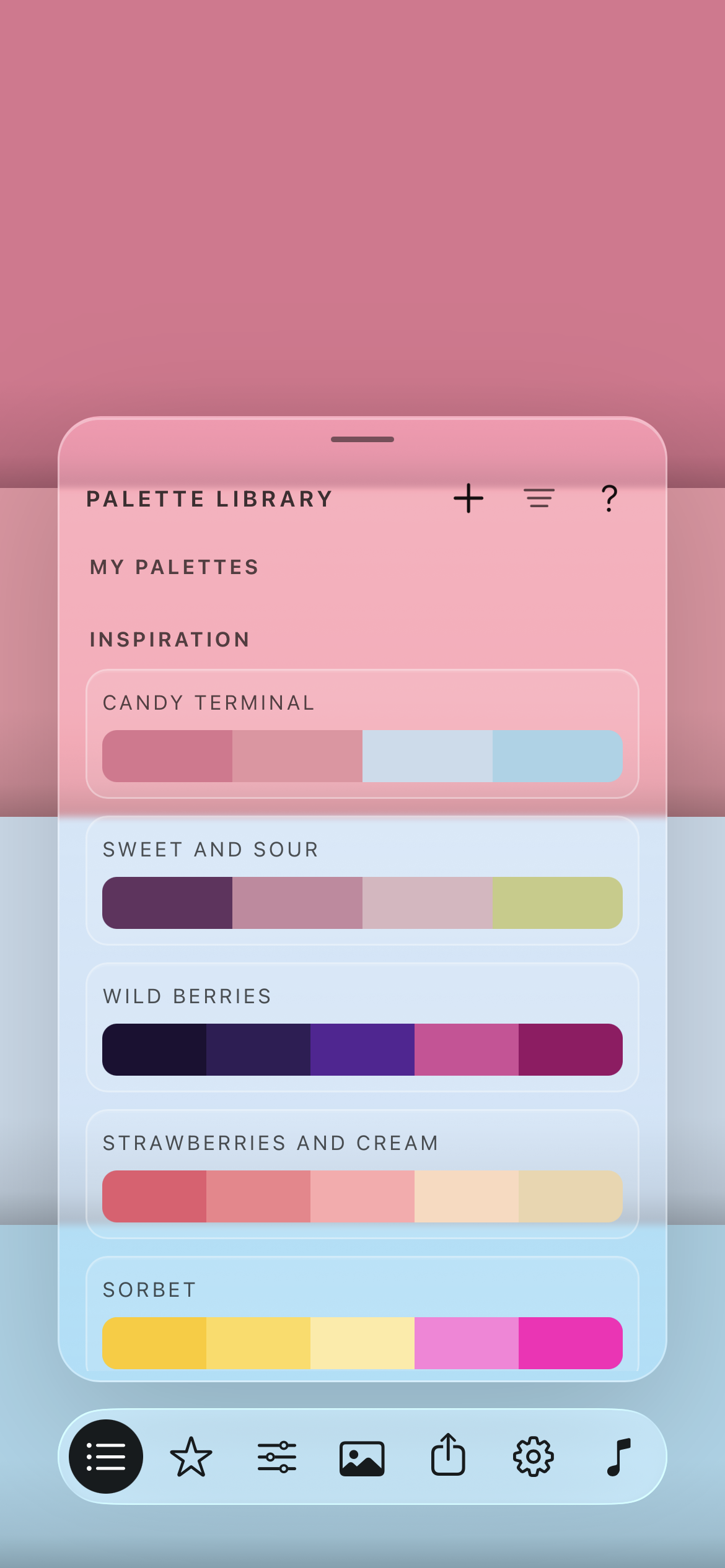 HilloColor tools on iPhone.